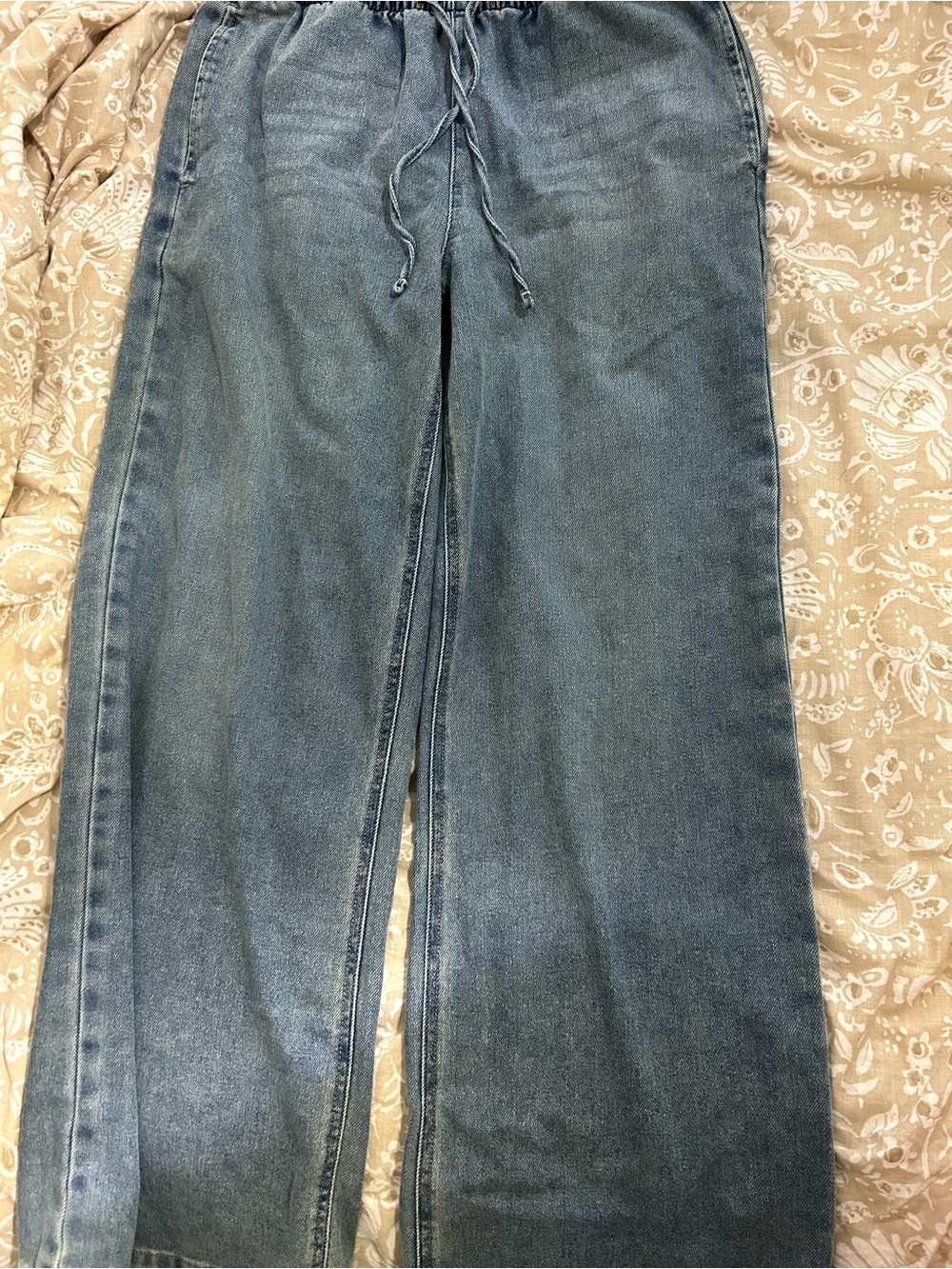 Men's Blue Drawstring Relaxed-Fit Jeans